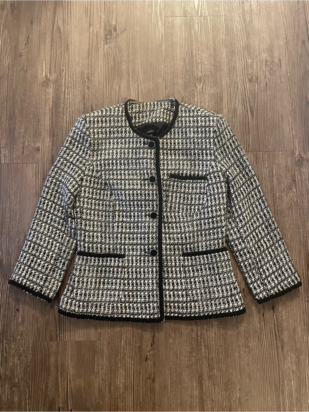 Classic Black & White Tweed Jacket - Women's